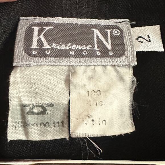 KRISTENSEN du NORD | Vintage Black Split Neck Linen Tunic Sheath Dress | Size 2 - Picture 5 of 6